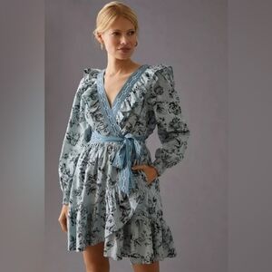 Floral Blue Ruffle Dress